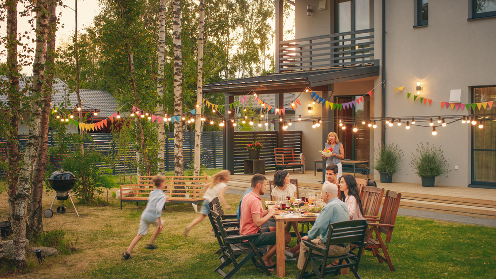 Family in the backyard